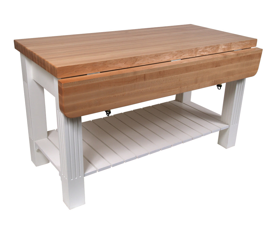 Maple Edge-Grain Butcher Block Kitchen Island w/ Drop Leaf and Storage – Kitchen Furniture Company