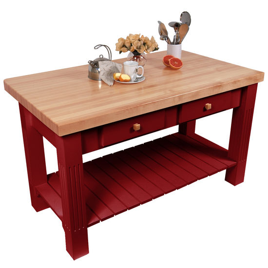 John Boos Grazzi Table – 2.25" Edge-Grain Maple Drop-Leaf Work Table ...