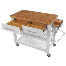 Load image into Gallery viewer, White Professional Chef's Kitchen Cart Wooden Shelves Butcher Block Top JET7750 - Kitchen Furniture Company