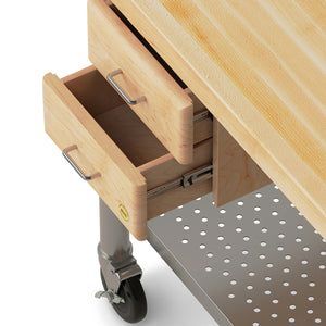 John Boos Cucina Magnifico – Maple Kitchen Cart with Drawers & Power Strip
