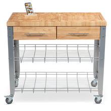 Load image into Gallery viewer, Professional Chris &amp; Chris 38&quot; Butcher Block Cart with Chop &amp; Drop System - Kitchen Furniture Company
