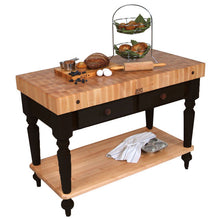 Load image into Gallery viewer, John Boos Rustica Maple – 4&quot; End-Grain Work Table with Drawers &amp; Optional Shelf - Kitchen Furniture Company