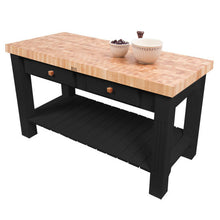 Load image into Gallery viewer, John Boos Grazzi Table – 2.25&quot; End-Grain Maple Work Table with Drawers &amp; Shelf - Kitchen Furniture Company