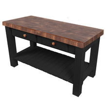Load image into Gallery viewer, John Boos Grazzi Table – 2.25&quot; End-Grain Maple Work Table with Drawers &amp; Shelf - Kitchen Furniture Company
