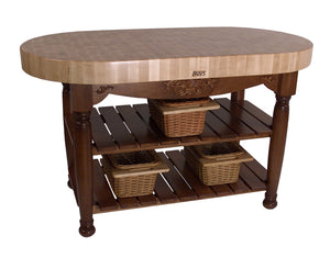 John Boos Harvest Table – 4" End-Grain Maple or Walnut Butcher Block Island
