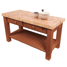 Load image into Gallery viewer, John Boos Grazzi Table – 2.25&quot; End-Grain Maple Work Table with Drawers &amp; Shelf - Kitchen Furniture Company
