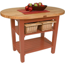 Load image into Gallery viewer, John Boos Elliptical C‑Table – 1.5&quot; Edge‑Grain Maple with Optional Shelves - Kitchen Furniture Company