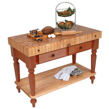 Load image into Gallery viewer, John Boos Rustica Maple – 4&quot; End-Grain Work Table with Drawers &amp; Optional Shelf - Kitchen Furniture Company