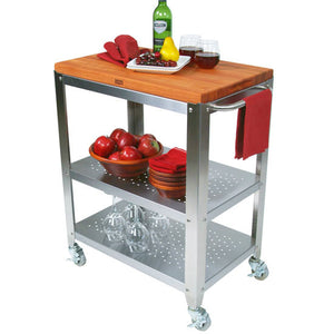 John Boos Cucina CulinArte – Stainless Cart with Maple, Cherry, or Walnut Top