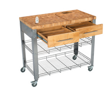 Load image into Gallery viewer, Professional Chris &amp; Chris 38&quot; Butcher Block Cart with Chop &amp; Drop System - Kitchen Furniture Company