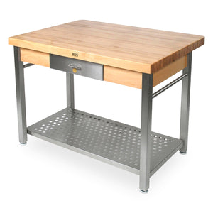 John Boos Cucina Grandé – Maple Varnique Kitchen Island w/ Drawer & Leaf