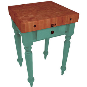 John Boos Rustica Cherry – 4" End-Grain Work Table with Drawers - Kitchen Furniture Company
