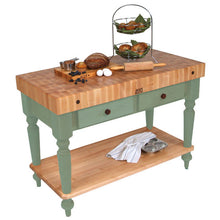 Load image into Gallery viewer, John Boos Rustica Maple – 4&quot; End-Grain Work Table with Drawers &amp; Optional Shelf - Kitchen Furniture Company