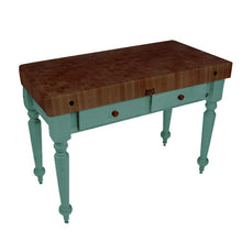 Load image into Gallery viewer, John Boos Rustica (Walnut) – 4&quot; End-Grain Walnut Table with Drawers &amp; Optional Shelf - Kitchen Furniture Company