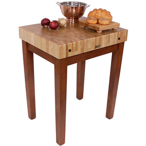John Boos Chef’s Block – 4" End-Grain Maple Butcher Block Table (No Shelf) - Kitchen Furniture Company