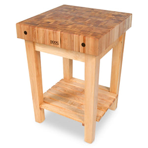 John Boos Gourmet Block – 4" End-Grain Maple Table with Shelf - Kitchen Furniture Company