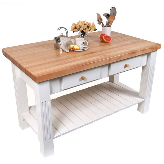 John Boos Grazzi Table – 2.25" Edge-Grain Maple Drop-Leaf Work Table ...