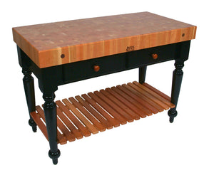 John Boos Le Rustica – 4" Cherry End-Grain Island with Drawer & Shelf