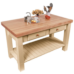 John Boos Grazzi Table – 2.25" Edge-Grain Maple Drop-Leaf Work Table