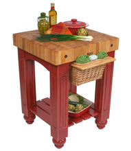 Load image into Gallery viewer, John Boos Gathering Block Maple – 4&quot; End-Grain Butcher Block Kitchen Island with Wicker Basket Drawer(s)