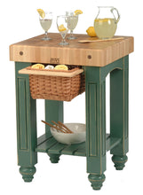 Load image into Gallery viewer, John Boos Gathering Block Maple – 4&quot; End-Grain Butcher Block Kitchen Island with Wicker Basket Drawer(s)