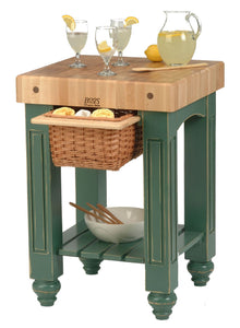 John Boos Gathering Block Maple – 4" End-Grain Butcher Block Kitchen Island with Wicker Basket Drawer(s)