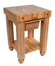 Load image into Gallery viewer, John Boos Gathering Block Maple – 4&quot; End-Grain Butcher Block Kitchen Island with Wicker Basket Drawer(s)