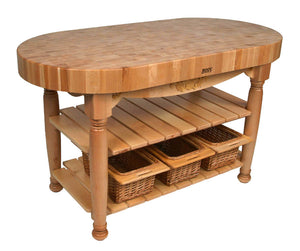 John Boos Harvest Table – 4" End-Grain Maple or Walnut Butcher Block Island