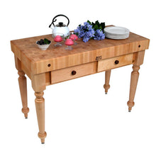 Load image into Gallery viewer, John Boos Rustica Maple – 4&quot; End-Grain Work Table with Drawers &amp; Optional Shelf - Kitchen Furniture Company