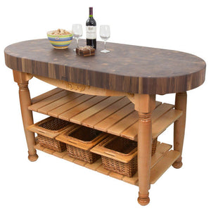 John Boos Harvest Table – 4" End-Grain Maple or Walnut Butcher Block Island