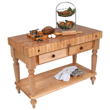 Load image into Gallery viewer, John Boos Rustica Maple – 4&quot; End-Grain Work Table with Drawers &amp; Optional Shelf - Kitchen Furniture Company
