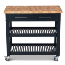 Load image into Gallery viewer, Professional Chef&#39;s Workstation All Natural Wood Rolling Cart Butcher Top JET7748 - Kitchen Furniture Company
