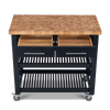 Professional Chef's Workstation All Natural Wood Rolling Cart Butcher Top JET7748 - Kitchen Furniture Company