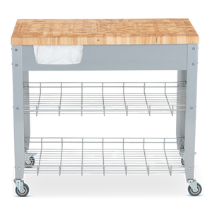 Professional Chris & Chris 38" Butcher Block Cart with Chop & Drop System - Kitchen Furniture Company