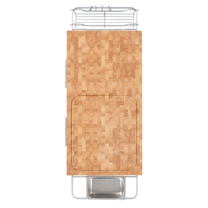 Professional Chef's Workstation All Natural Wood Rolling Cart Butcher Top JET7748 - Kitchen Furniture Company