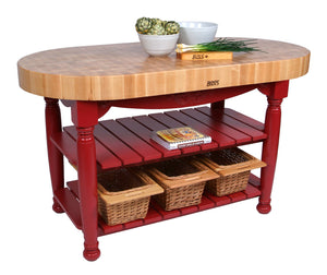 John Boos Harvest Table – 4" End-Grain Maple or Walnut Butcher Block Island
