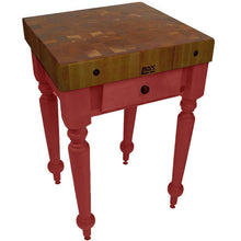 Load image into Gallery viewer, John Boos Rustica (Walnut) – 4&quot; End-Grain Walnut Table with Drawers &amp; Optional Shelf - Kitchen Furniture Company