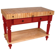 Load image into Gallery viewer, John Boos Rustica Maple – 4&quot; End-Grain Work Table with Drawers &amp; Optional Shelf - Kitchen Furniture Company