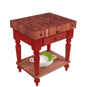 John Boos Rustica Cherry – 4" End-Grain Work Table with Drawers - Kitchen Furniture Company
