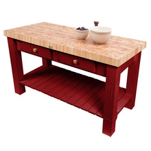 Load image into Gallery viewer, John Boos Grazzi Table – 2.25&quot; End-Grain Maple Work Table with Drawers &amp; Shelf - Kitchen Furniture Company