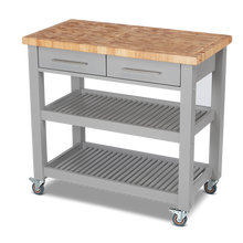 Load image into Gallery viewer, Professional Chef&#39;s Workstation All Natural Wood Rolling Cart Butcher Top JET7748 - Kitchen Furniture Company