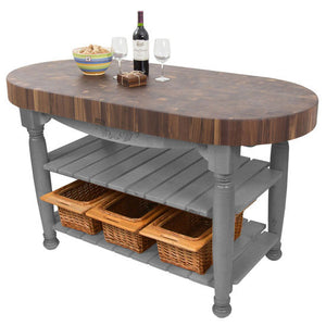 John Boos Harvest Table – 4" End-Grain Maple or Walnut Butcher Block Island