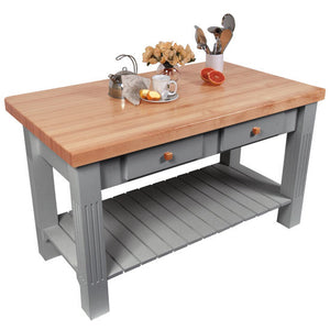 John Boos Grazzi Table – 2.25" Edge-Grain Maple Drop-Leaf Work Table