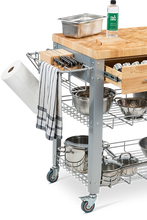 Load image into Gallery viewer, Professional Chris &amp; Chris 38&quot; Butcher Block Cart with Chop &amp; Drop System - Kitchen Furniture Company