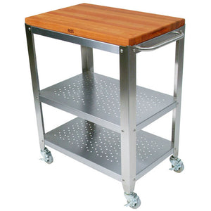 John Boos Cucina CulinArte – Stainless Cart with Maple, Cherry, or Walnut Top