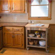 Load image into Gallery viewer, John Boos Cucina Elegante – Maple Kitchen Cart with Drop Leaves &amp; Storage