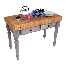 Load image into Gallery viewer, John Boos Rustica Maple – 4&quot; End-Grain Work Table with Drawers &amp; Optional Shelf - Kitchen Furniture Company