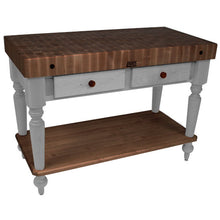 Load image into Gallery viewer, John Boos Rustica (Walnut) – 4&quot; End-Grain Walnut Table with Drawers &amp; Optional Shelf - Kitchen Furniture Company