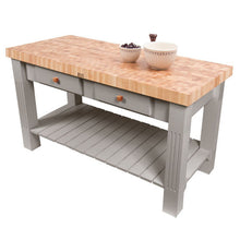 Load image into Gallery viewer, John Boos Grazzi Table – 2.25&quot; End-Grain Maple Work Table with Drawers &amp; Shelf - Kitchen Furniture Company