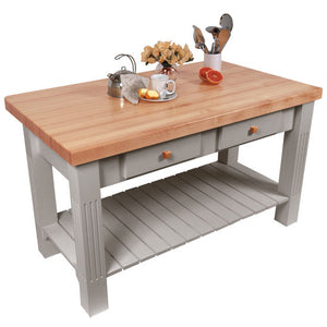 John Boos Grazzi Table – 2.25" Edge-Grain Maple Drop-Leaf Work Table